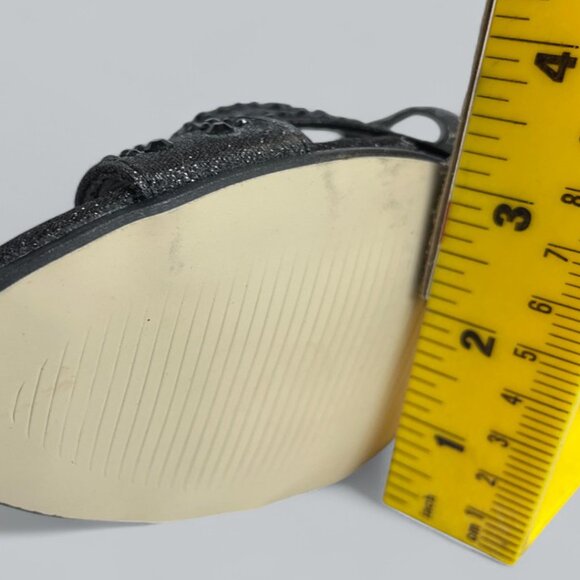 Valenti Franco Women's 8.5 Strappy Sandal Black Glitter Beaded High Heel Shoes - Picture 9 of 11